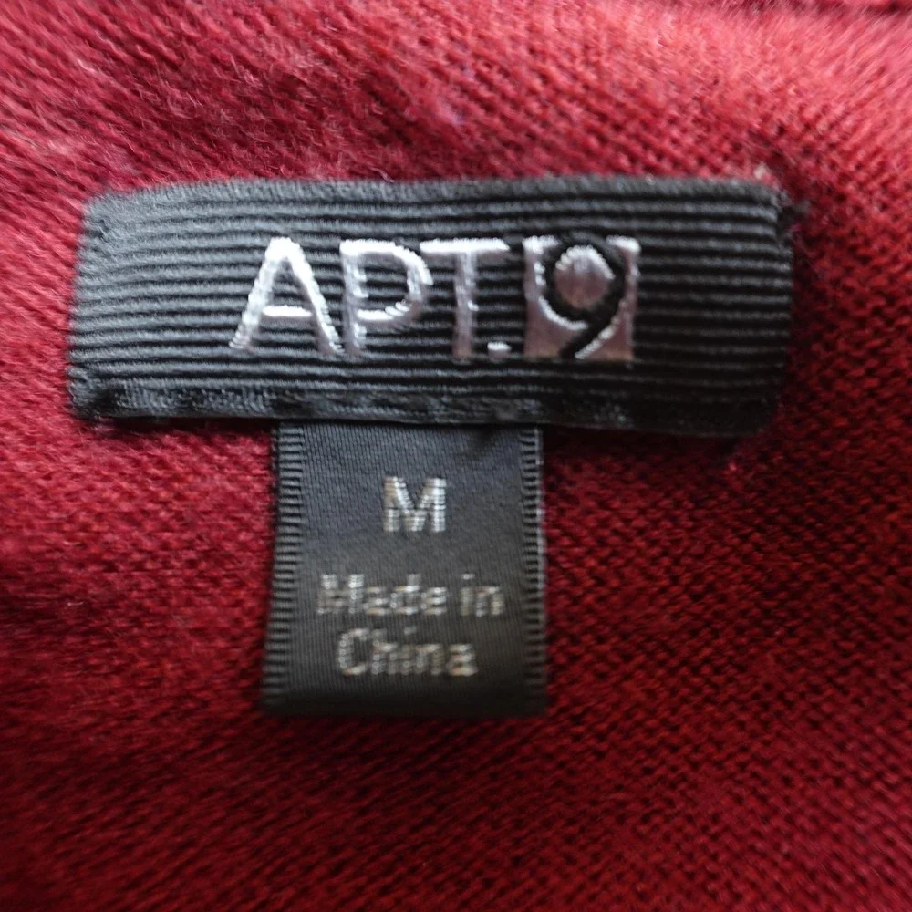 Apt 9 Sweater Mens M Red Merino Wool Blend Argyle V Neck Pullover Knit Grandpa